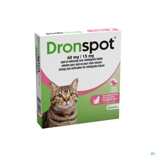 Packshot Dronspot 60mg/15mg Spot-on Kat Medium>2,5-5kg Pip2