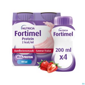 Packshot Fortimel Protein 2kcal Aardbei 4x200ml