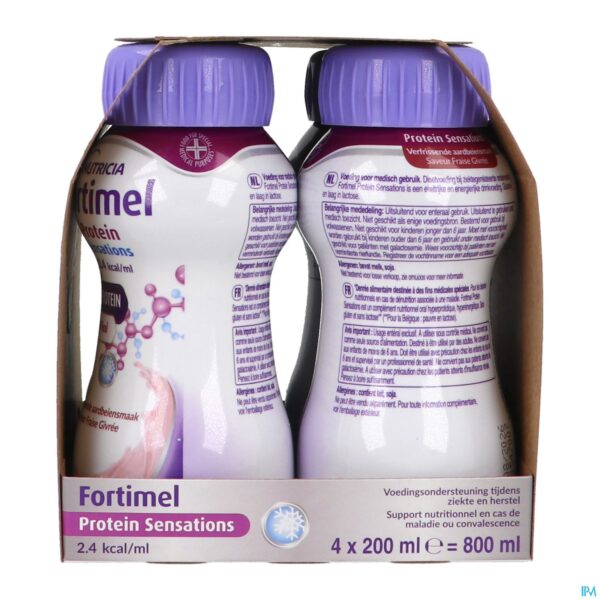 Packshot Fortimel Protein 2.4kcal Verfriss Aardbei 4x200ml