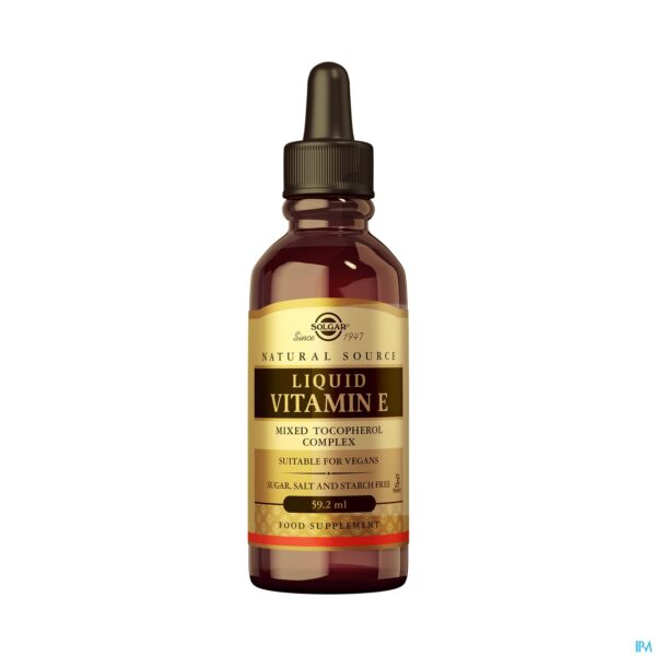Productshot Solgar Liquid Vitamin E Complex Olie Gutt 59,2ml Productshot Solgar Liquid Vitamin E Complex Olie Gutt 59,2ml