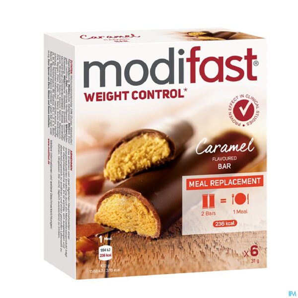 Packshot Modifast Intensive Weight Loss Caramel Bars 6x31g