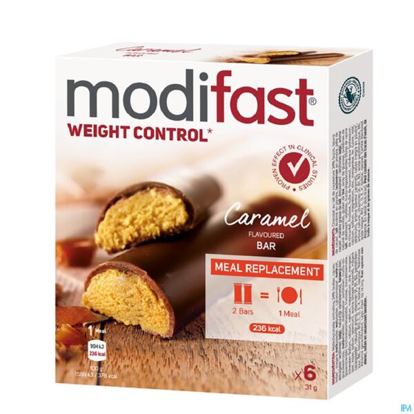Packshot Modifast Intensive Weight Loss Caramel Bars 6x31g