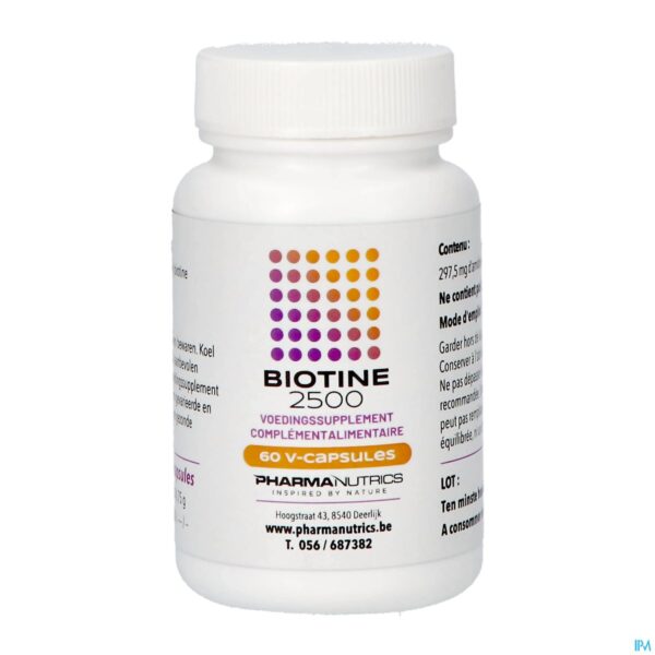 Packshot Biotine 2500 V-caps 60 Pharmanutrics