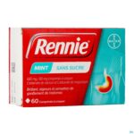 Packshot Rennie Mint Z/suiker Zuigtabl 60 Packshot Rennie Mint Z/suiker Zuigtabl 60