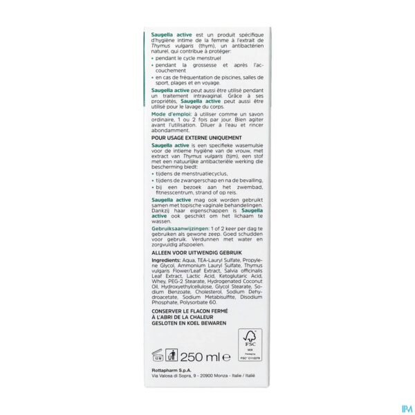 Packshot Saugella Active Emulsion 250ml Nf
