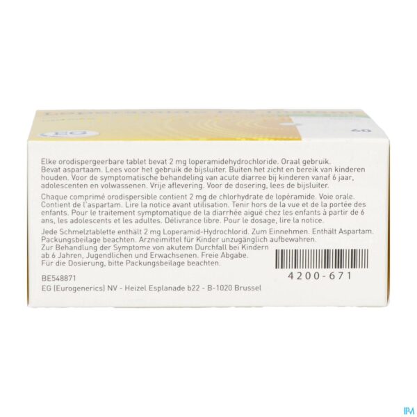 Packshot Loperamide EG Instant 2Mg Orodisp. Tabl 60