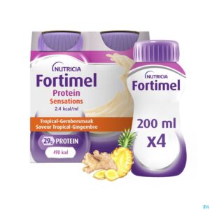 Packshot Fortimel Protein 2.4kcal Tropisch Gember 4x200ml