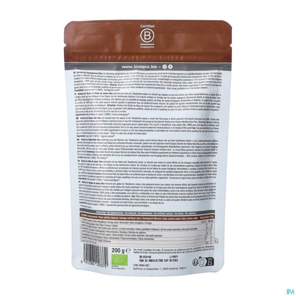 Packshot Biotona Cacao Nibs Raw Bio 200g Packshot Biotona Cacao Nibs Raw Bio 200g