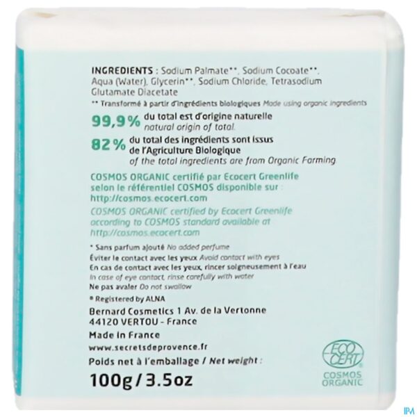 Packshot Secret De Provence Neutrale Zeep Bio 100g