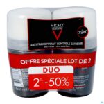 Packshot Vichy Homme Deo A/transp. 72u Roller Duo 2x50ml