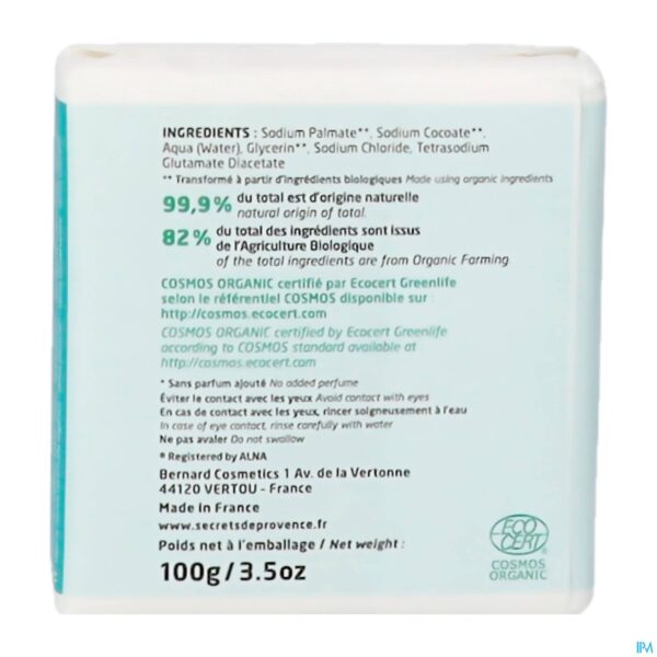 Packshot Secret De Provence Neutrale Zeep Bio 100g