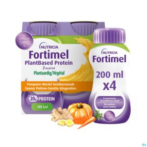 Packshot Fortimel Plantbased Pr.2kcal Pom./wor./gem.4x200ml