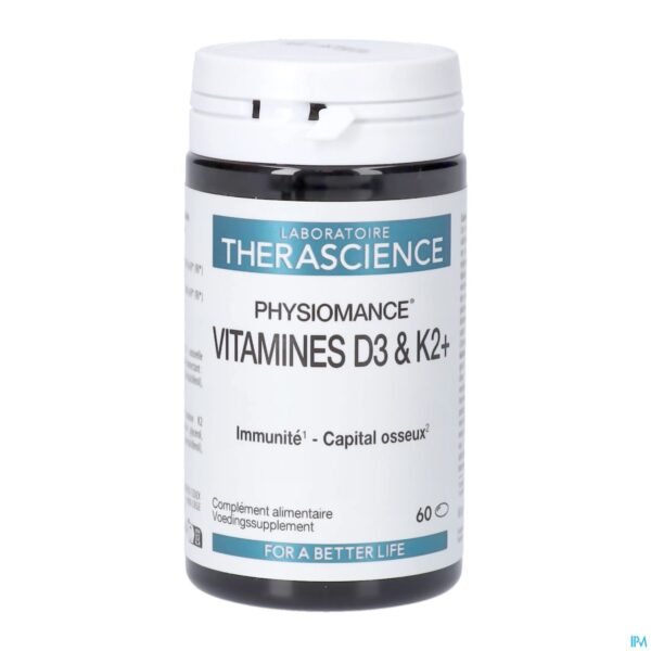 Packshot Vitamines D3 & K2+ Caps 60 Physiomance Phy433
