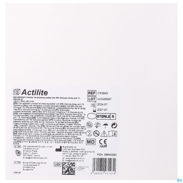 Packshot Actilite Na Dressing + Activon Plus 10cmx10cm 10