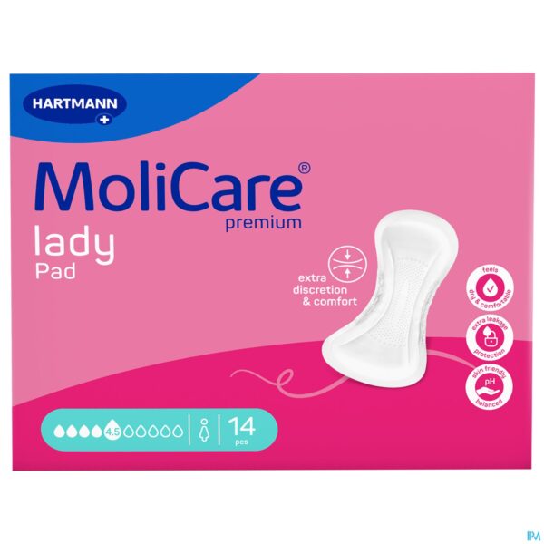 Packshot Molicare Premium Lady Pad 4,5 Drops 43x16cm 14 Packshot Molicare Premium Lady Pad 4,5 Drops 43x16cm 14