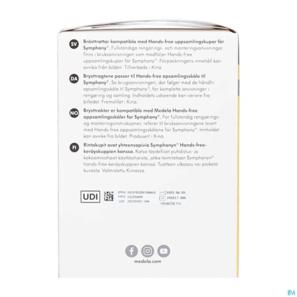 Packshot Medela Hands-free Borstschild Symphony l 27mm 2
