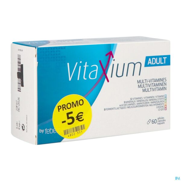 Packshot Vitaxium Adult Multi Vitamines Caps 60 Promo -5€ Packshot Vitaxium Adult Multi Vitamines Caps 60 Promo -5€