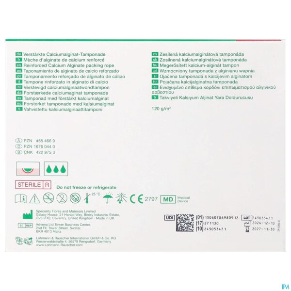 Packshot Suprasorb A Pro Calcium Algin. Wiek 2x45cm 5 33935 Packshot Suprasorb A Pro Calcium Algin. Wiek 2x45cm 5 33935