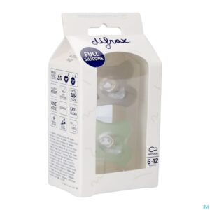 Packshot Difrax Fopspeen Natural Silicon. 6-12m Stone/sage