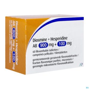 Packshot Diosmine+hesperidine Ab 900mg+100mg Filmomh Tabl60