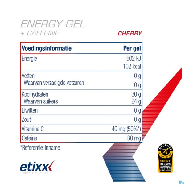 Lifestyle_image Etixx Energy Gel Caffeine Cherry 12x40ml
