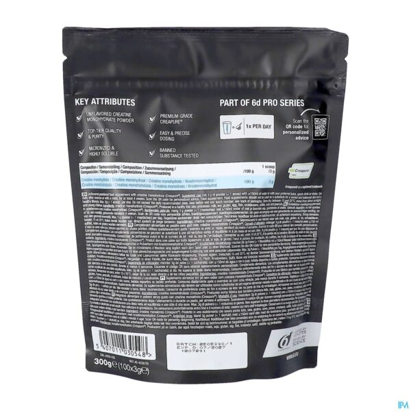 Packshot 6d Sixd Creatine Creapure Unflavored Pot Pdr 300g