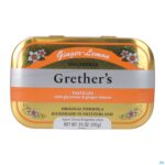 Packshot Grether's Suikervrij Pastilles Gember-citroen 110g