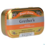 Packshot Grether's Suikervrij Pastilles Gember-citroen 110g