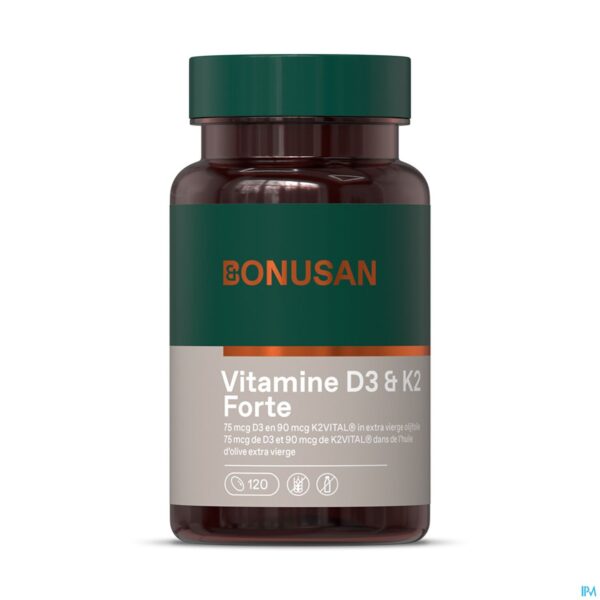 Packshot Vitamine D3 & K2 Softcaps 120 Bonusan Packshot Vitamine D3 & K2 Softcaps 120 Bonusan
