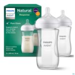 Productshot Philips Avent Natural 3.0 Zuigfles Glas Duo2x240ml