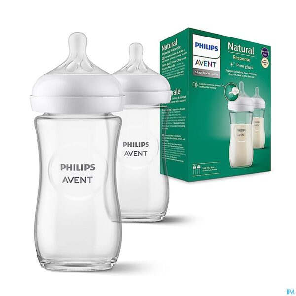 Productshot Philips Avent Natural 3.0 Zuigfles Glas Duo2x240ml