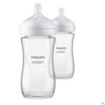 Productshot Philips Avent Natural 3.0 Zuigfles Glas Duo2x240ml