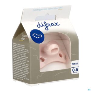 Packshot Difrax Fopspeen Dental 0-6m Uni/pure Roze/blossom