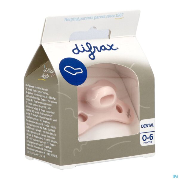 Packshot Difrax Fopspeen Dental 0-6m Uni/pure Roze/blossom