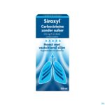 Packshot Siroxyl Carbocistein.250mg/5ml Z/suiker Drank300ml