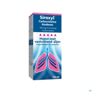 Packshot Siroxyl Carbocisteine 100mg/5ml Kind. Siroop 125ml