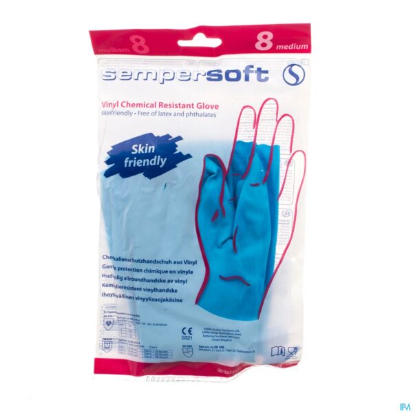Packshot Sempersoft Handschoen Blauw Medium Nf 1paar