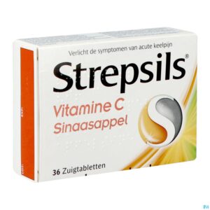Packshot Strepsils Vitamine C Sinaasappel Past 36