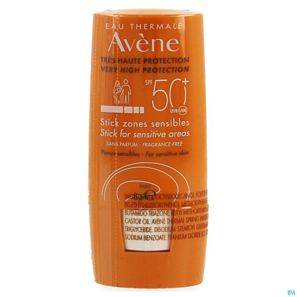 Packshot Avene Zon Spf50+ Stick Gevoelige Zones 8ml