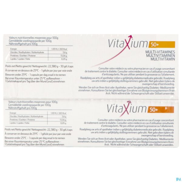 Packshot Vitaxium 50+ Multi Vitamines Caps 60+30 Promopack