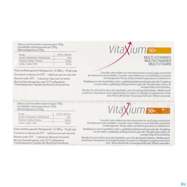 Packshot Vitaxium 50+ Multi Vitamines Caps 60+30 Promopack
