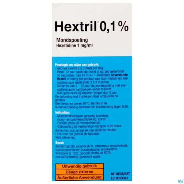 Packshot Hextril 0,1% Mondspoeling 200ml Packshot Hextril 0,1% Mondspoeling 200ml