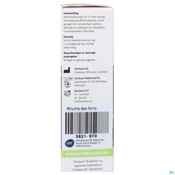 Packshot Similasan Hooikoorts Druppels 10ml