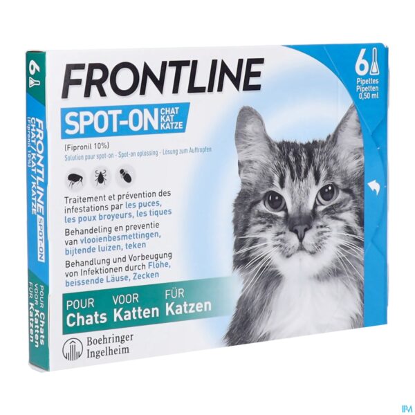 Packshot Frontline Spot On Chat Pipet 6x0,50ml Packshot Frontline Spot On Chat Pipet 6x0,50ml