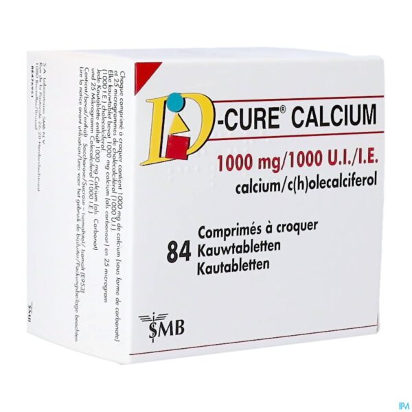 Packshot D-cure Calcium 1000mg/1000ie Kauwtabl 84 Packshot D-cure Calcium 1000mg/1000ie Kauwtabl 84