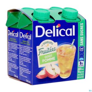 Packshot Delical Fruitdrink Appel Z/suikers 4x200ml