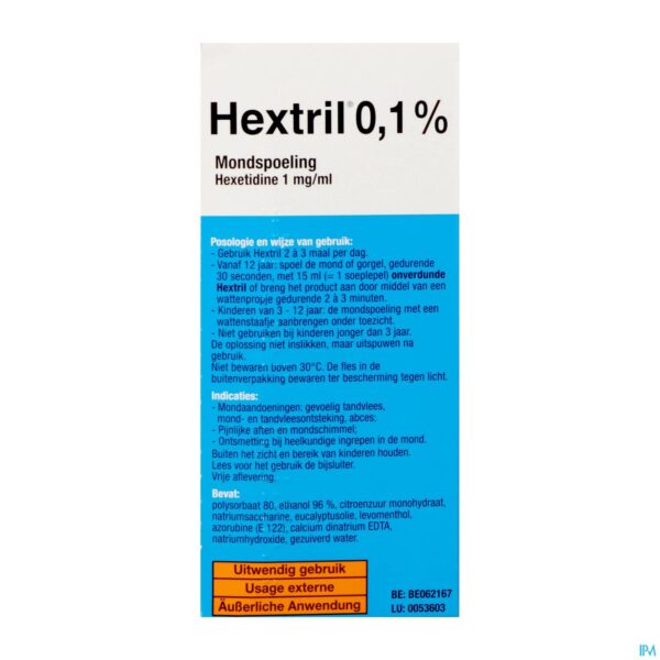 Packshot Hextril 0,1% Mondspoeling 200ml Packshot Hextril 0,1% Mondspoeling 200ml
