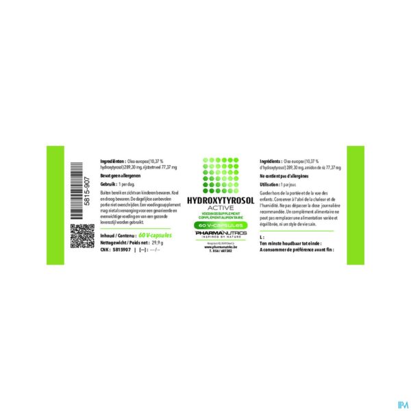 Lifestyle_image Hydroxytyrosol Active V-caps 60 Pharmanutrics