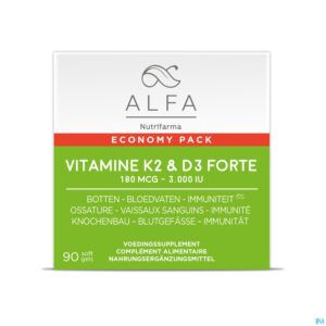 Packshot ALFA Vitamine K2 & D3 Forte Softcaps 90