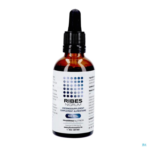 Packshot Ribes Nigrum Druppels 50ml Pharmanutrics Packshot Ribes Nigrum Druppels 50ml Pharmanutrics